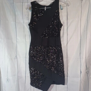 Papaya black sleevless bodycon sequin dress
